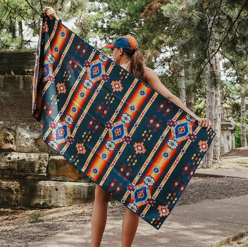 Sprints Athletic Running Towel  Full-Sized  Car Seat Cover - Performance Microfiber (Aztec Artisans & Chocolate Currency) - Image 5